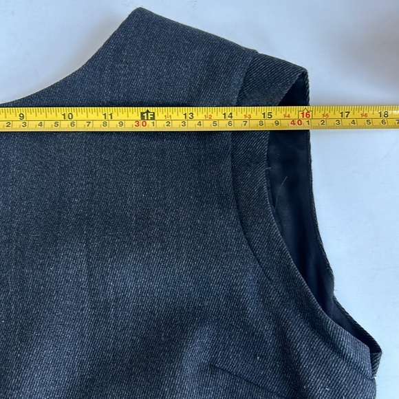 J Crew black label faux leather pocket wool blend shift dress charcoal gray zip - Picture 14 of 16